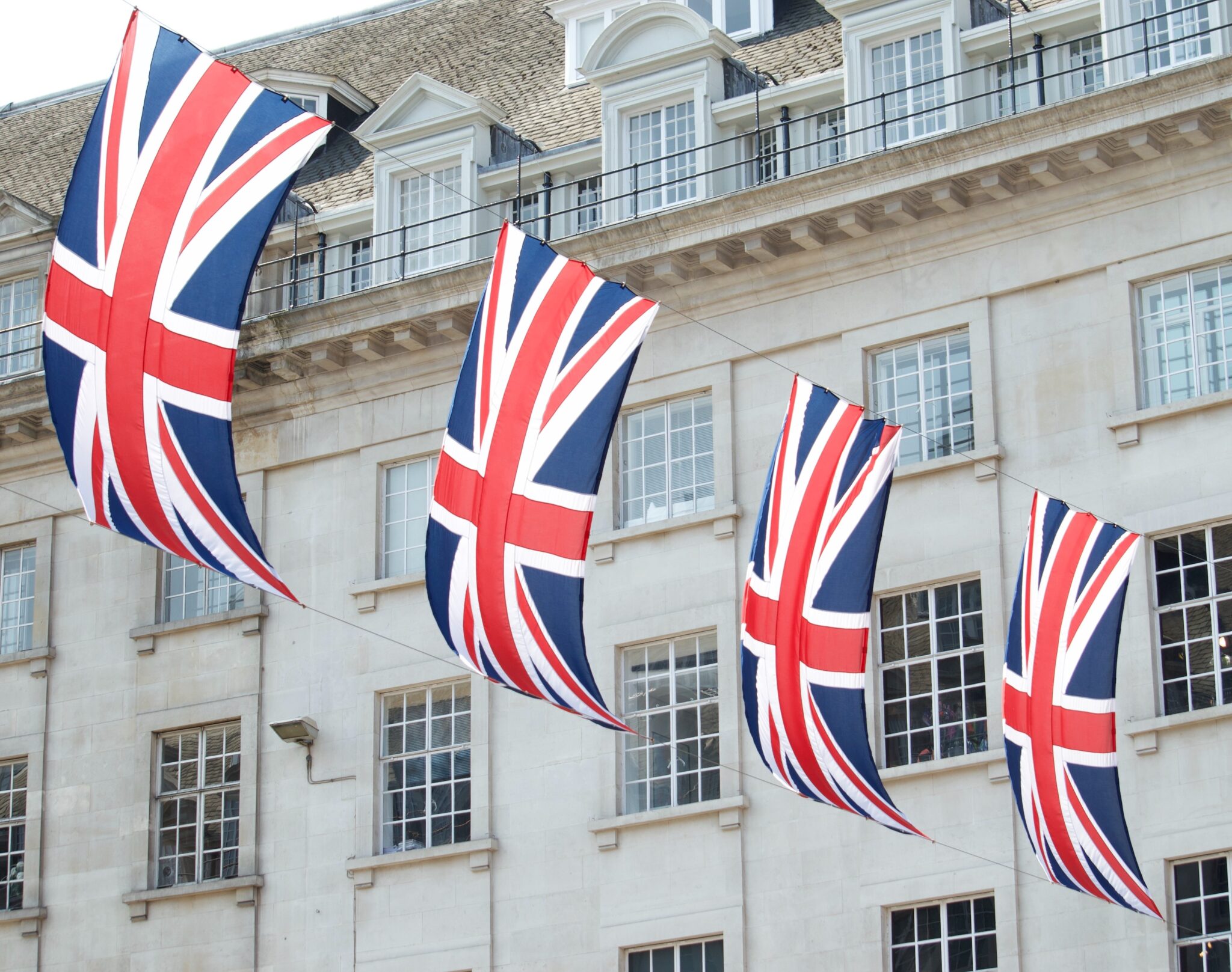 British flags hung in a line
