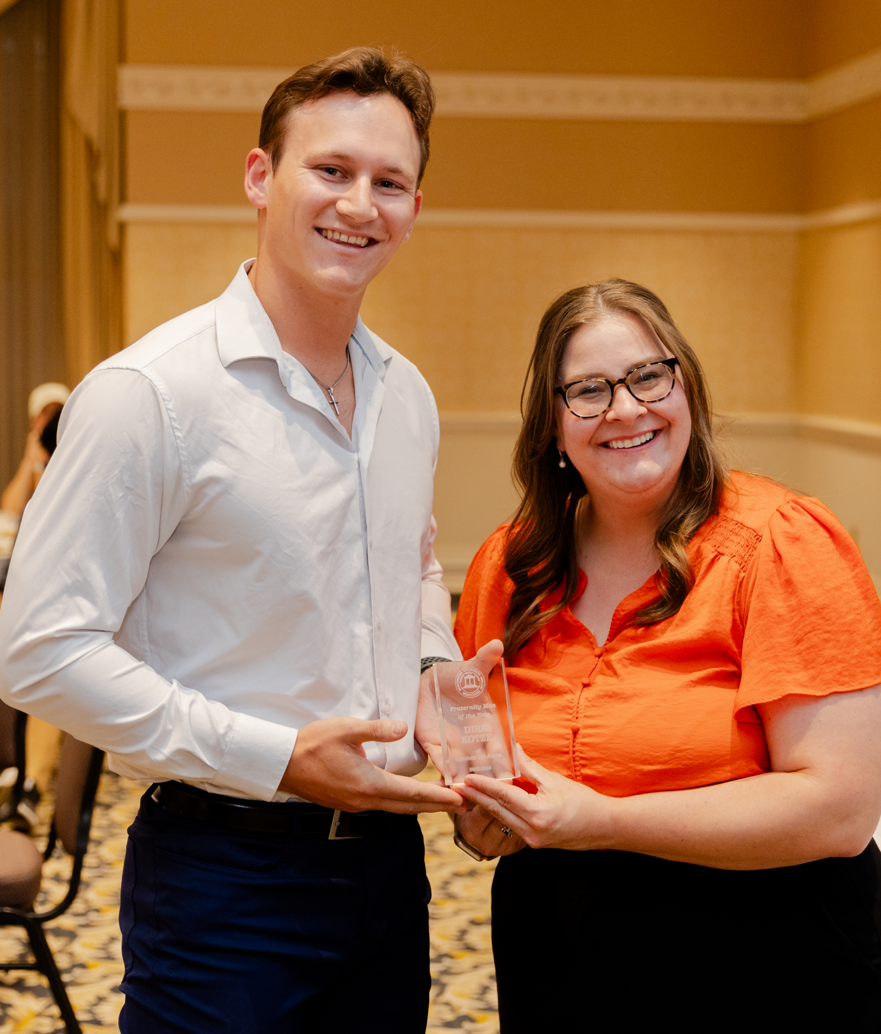 International student accepting award