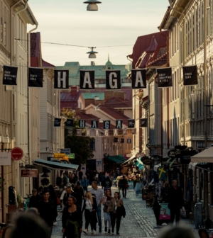People walking in old city in Gothenburg